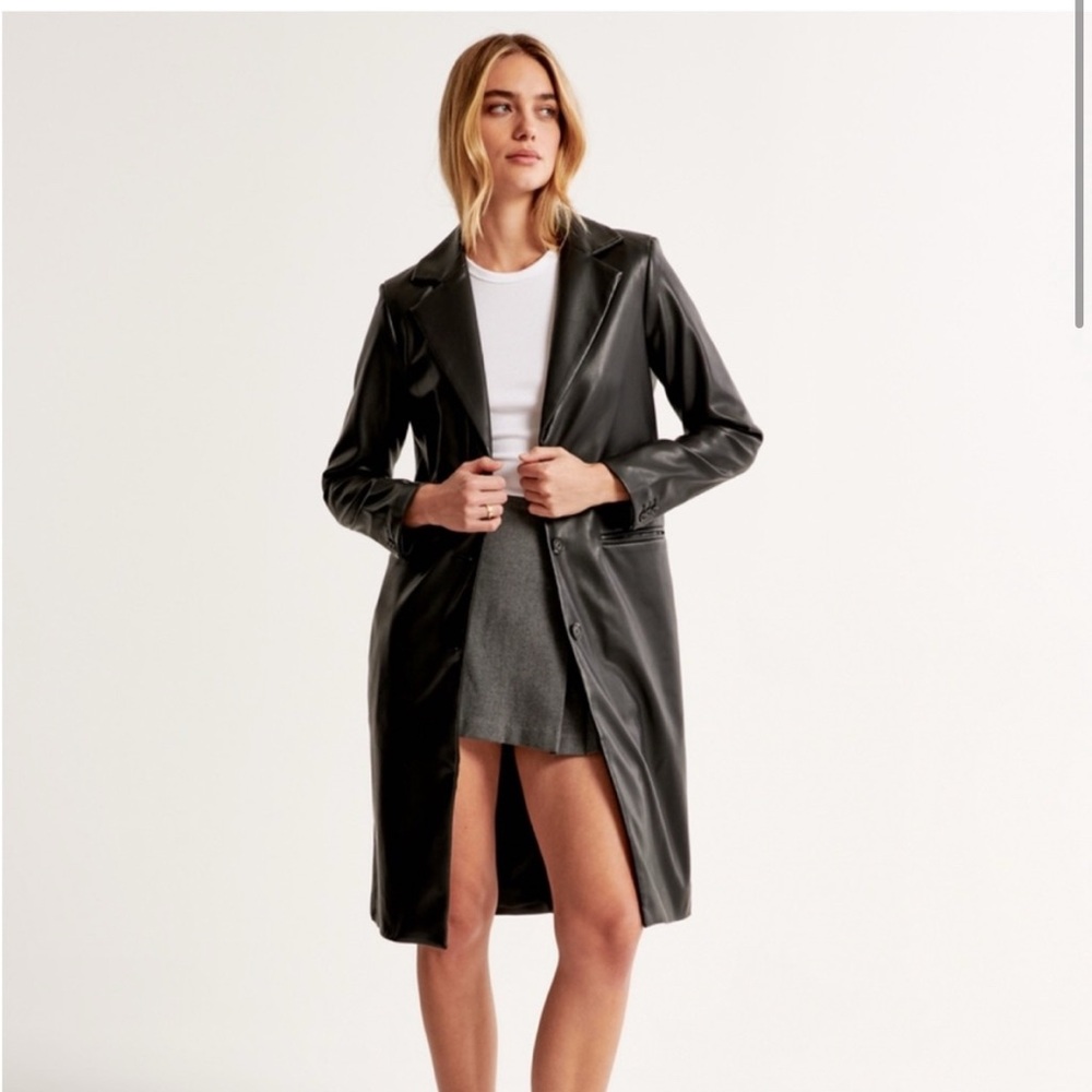 Abercrombie Black Faux Leather Coat